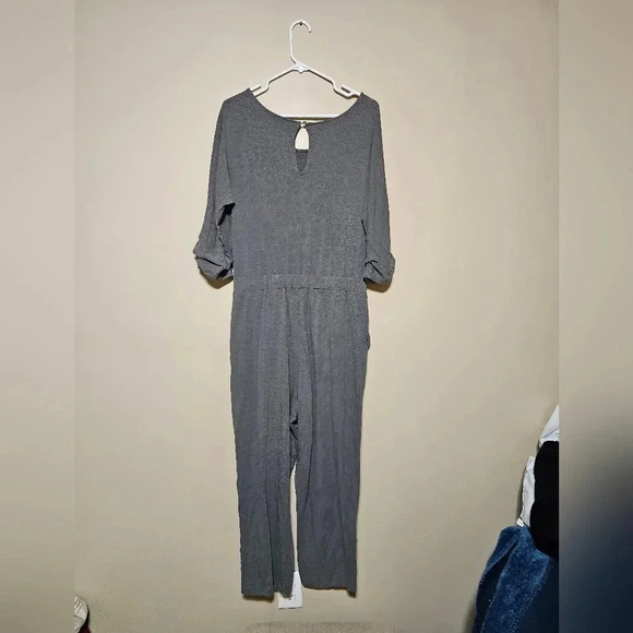 Soft Surroundings Jumpsuit Romper Women's Size Medium Stretch 3/4 Sleeve Gray - Picture 8 of 9